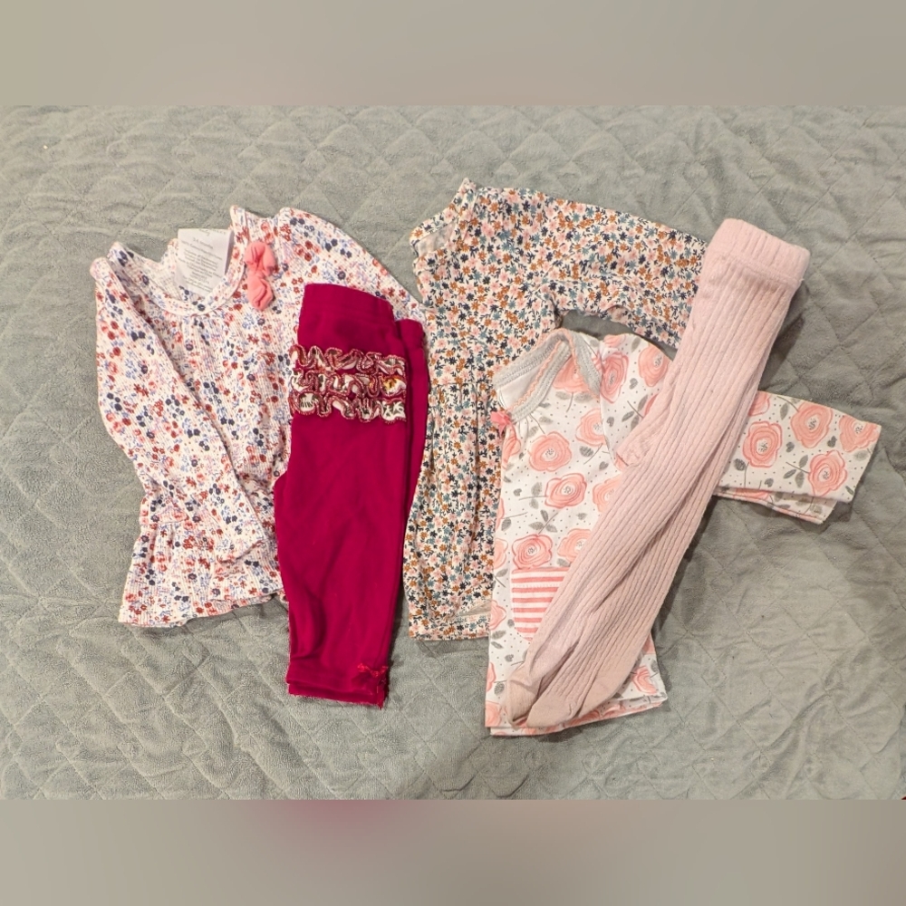 3-6M Floral and Pink Baby Outfit Set